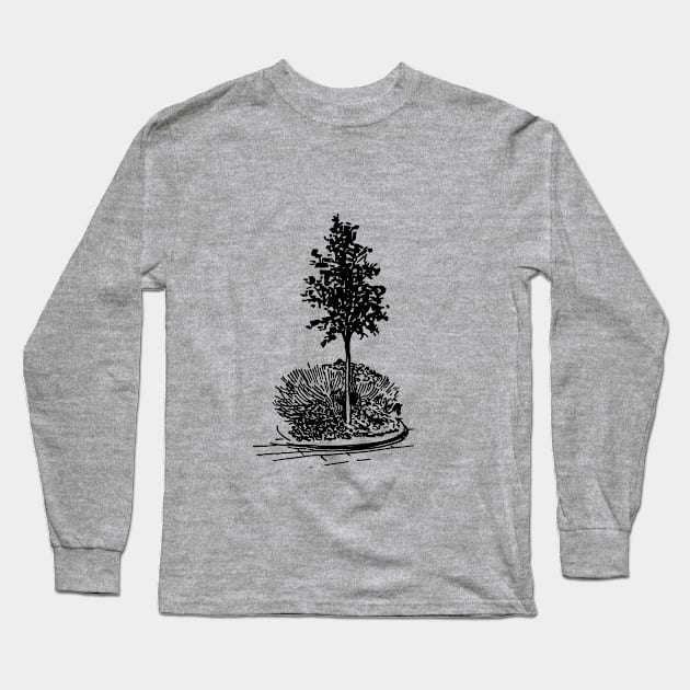 Tree and flowerbed. City landscape on your things. Long Sleeve T-Shirt by ElizabethArt